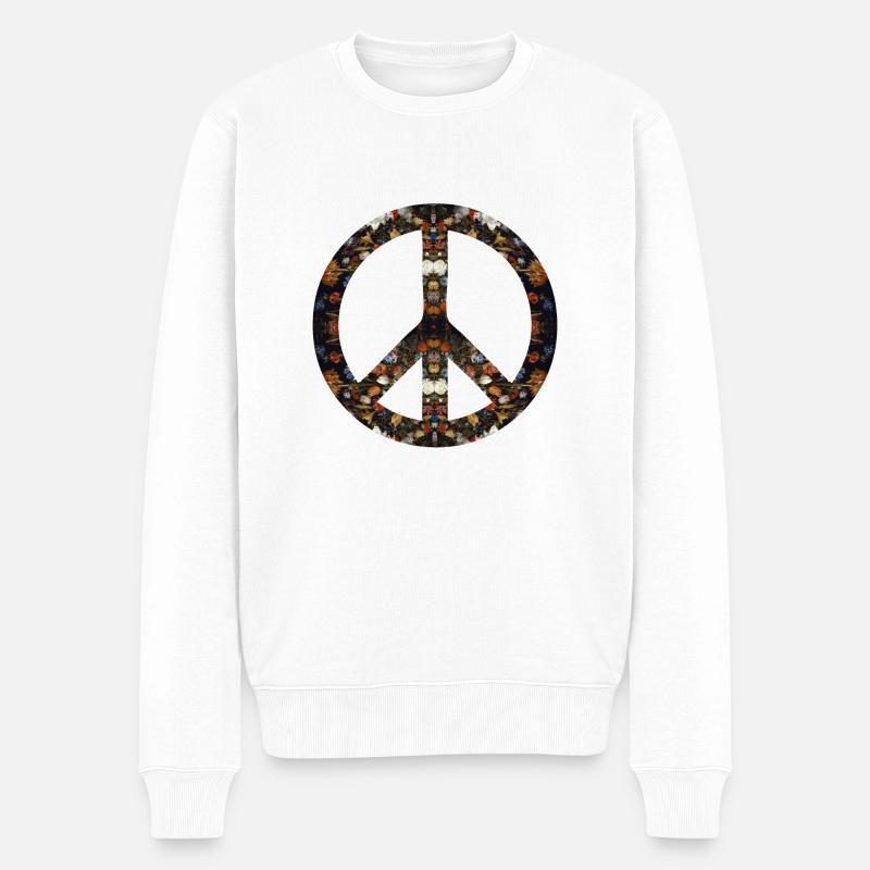 Peacezeichen Friedensbewegung Friedenssymbol icon - Männer Premium Bio Pullover - Weiß