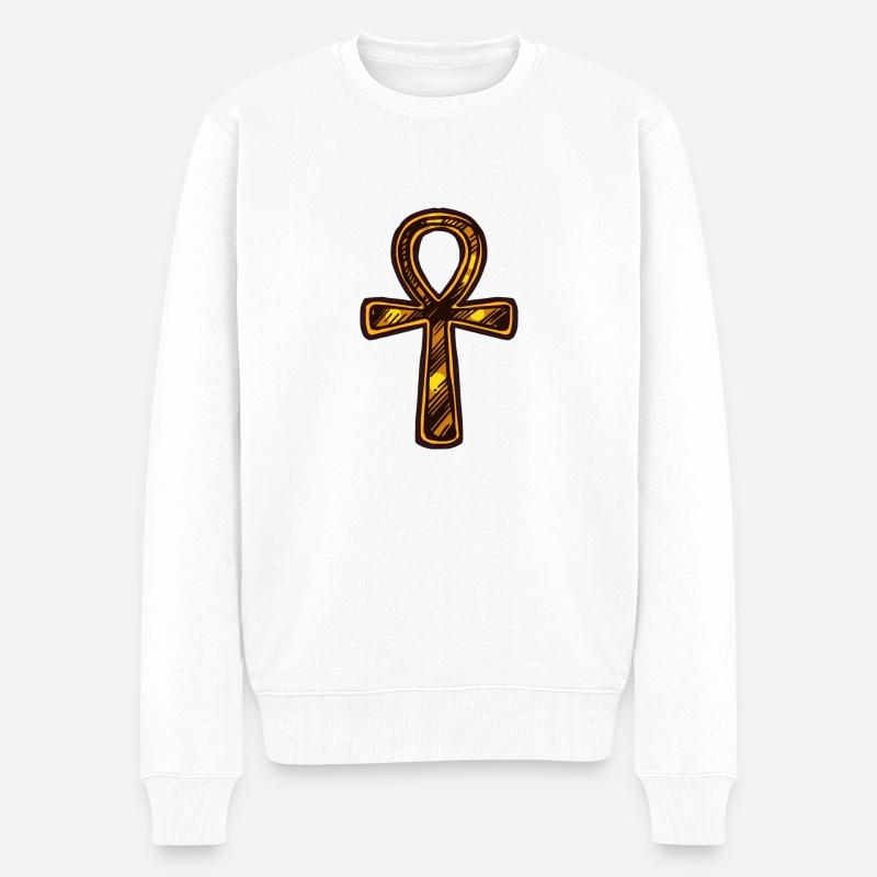 Ankh Egyptienne dorée - Pull Premium bio Homme - blanc