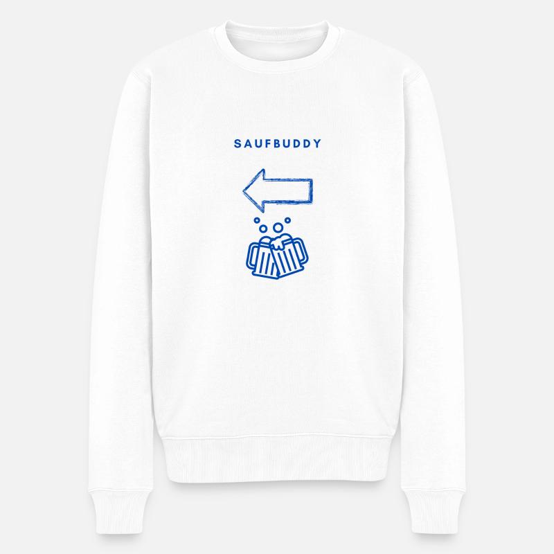 Saufbuddy - Blue - Männer Premium Bio Pullover - Weiß