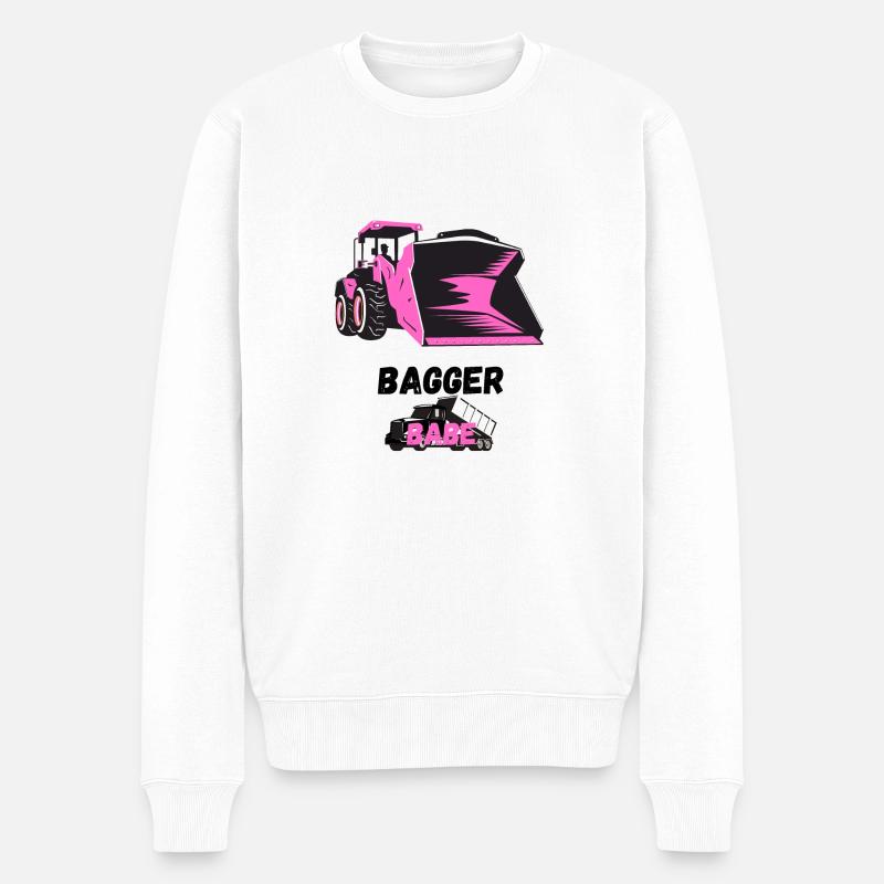 Bagger Babe - Männer Premium Bio Pullover - Weiß