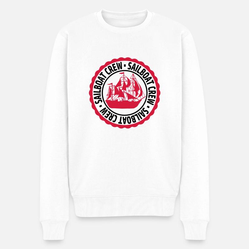 Stempel Sailboat Crew - Männer Premium Bio Pullover - Weiß