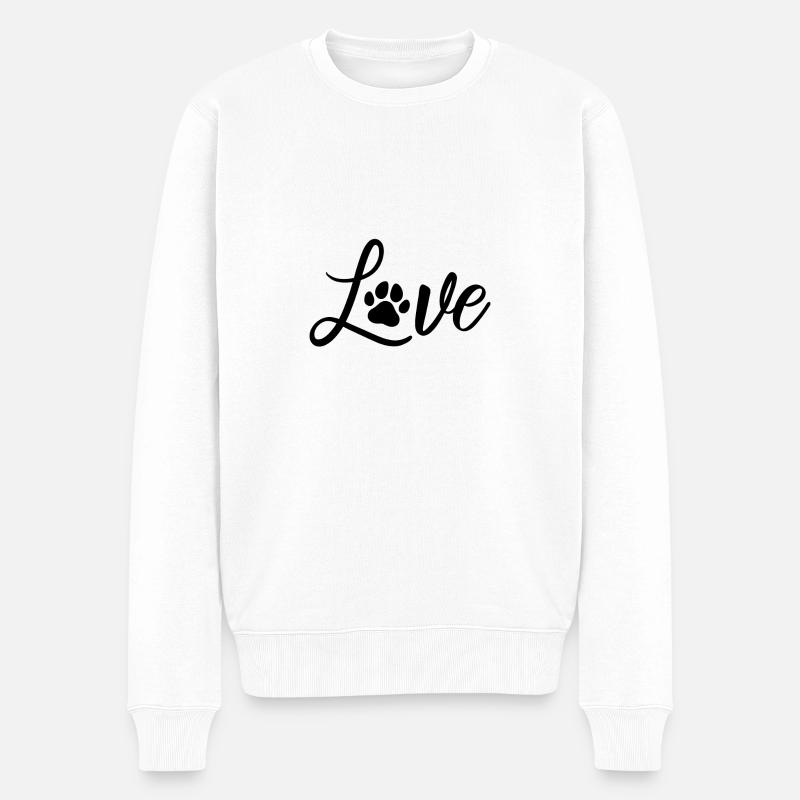 love, Hundeliebe, Pfote - Männer Premium Bio Pullover - Weiß