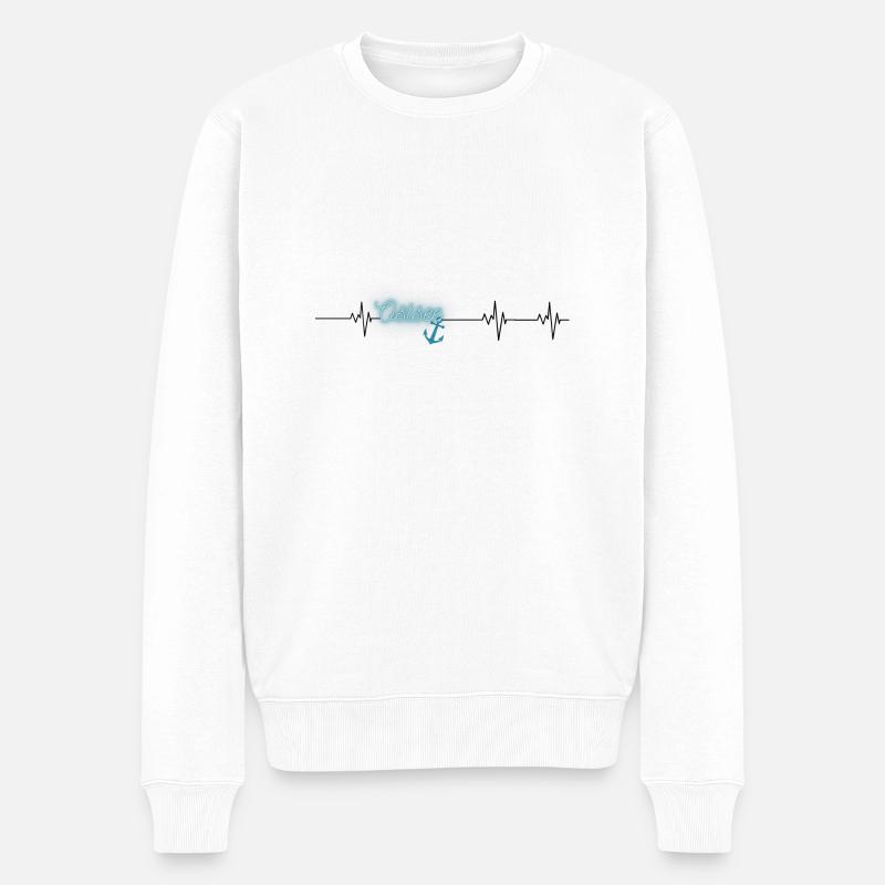 Herzschlag Ostsee/Anker - Männer Premium Bio Pullover - Weiß