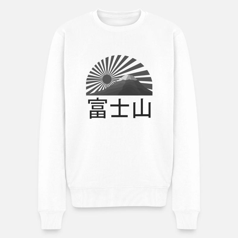 Aufgehende Sonne auf dem Fuji-Berg - Männer Premium Bio Pullover - Weiß