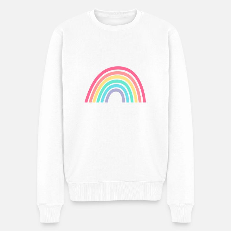 Arc-en-ciel en pastel - Pull Premium bio Homme - blanc
