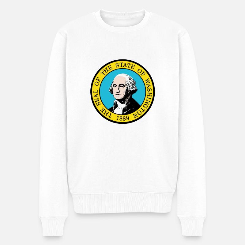 Washington State Seal - Männer Premium Bio Pullover - Weiß