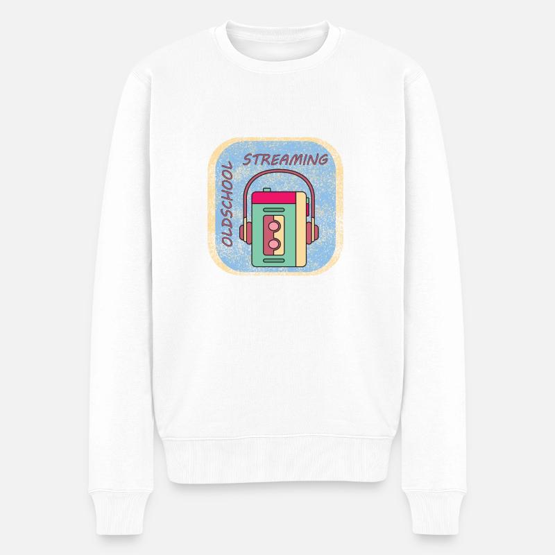 OLDSCHOOL STREAMING- Walkman- Kind aus den 80er - Männer Premium Bio Pullover - Weiß