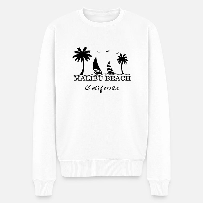 Malibu California - Männer Premium Bio Pullover - Weiß