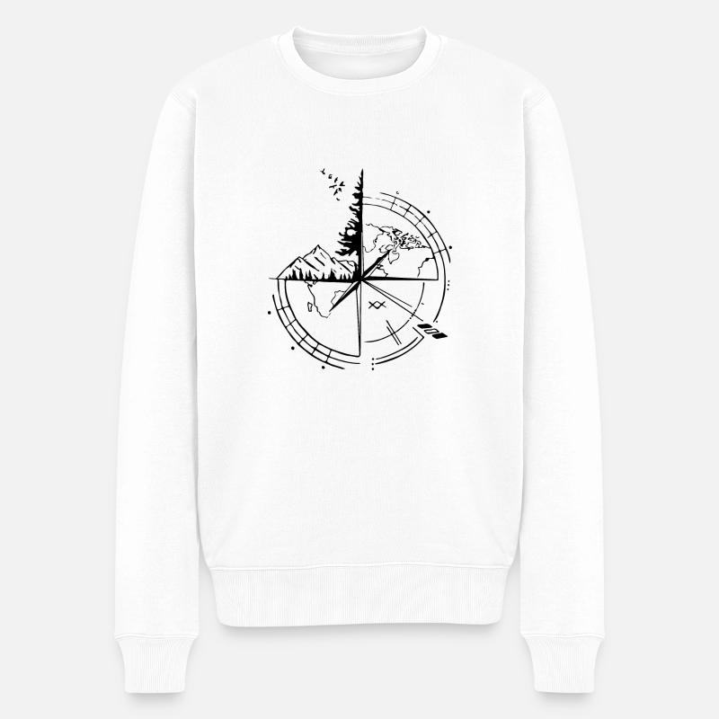 Kompass, Reisen& Berge - Männer Premium Bio Pullover - Weiß