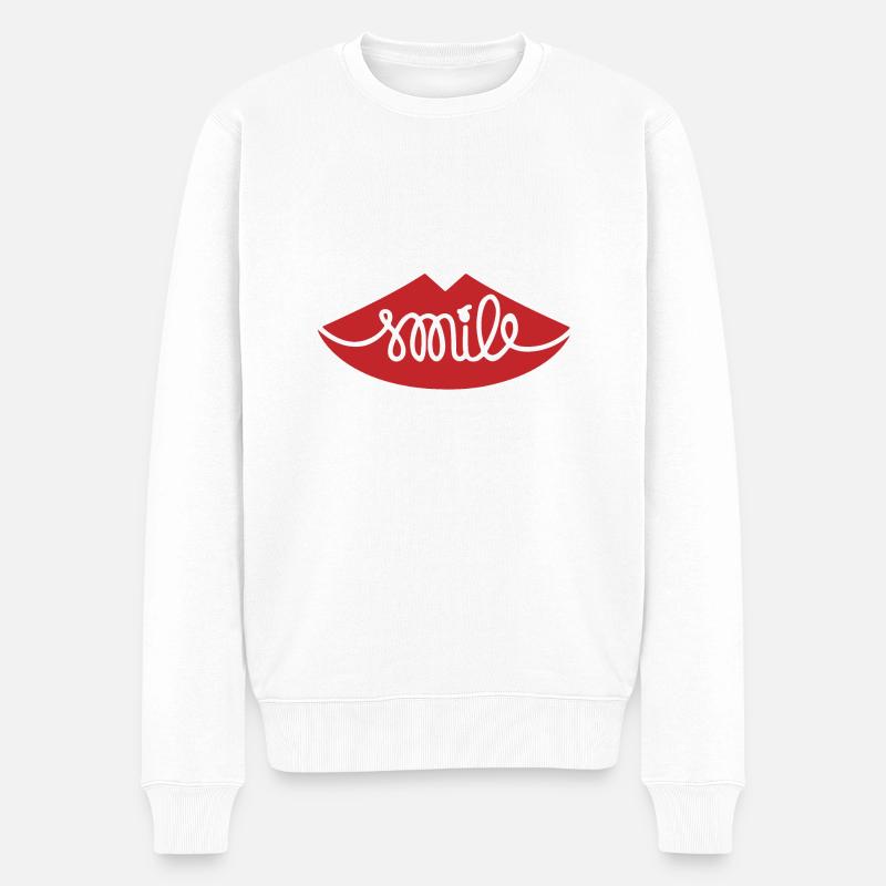Smile - Männer Premium Bio Pullover - Weiß