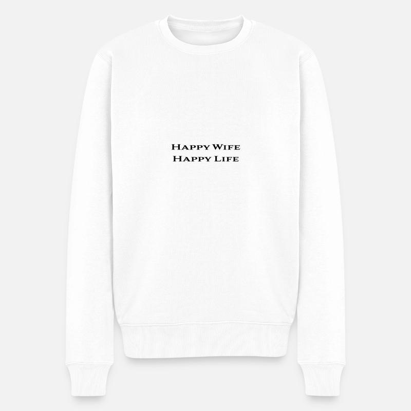 Femme heureuse, vie heureuse - Pull Premium bio Homme - blanc