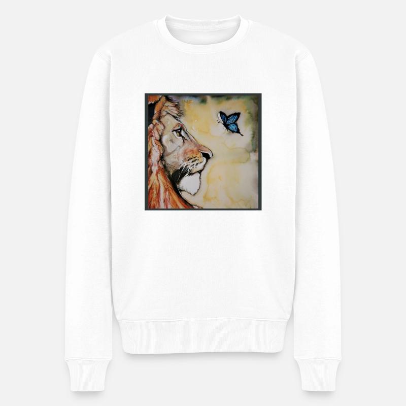 Salomon et le papillon bleu - Pull Premium bio Homme - blanc