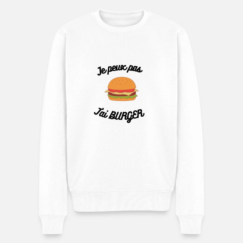 Je peux pas j'ai burger - Pull Premium bio Homme - blanc