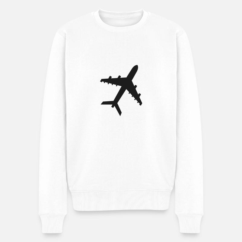 Flugzeug - Männer Premium Bio Pullover - Weiß
