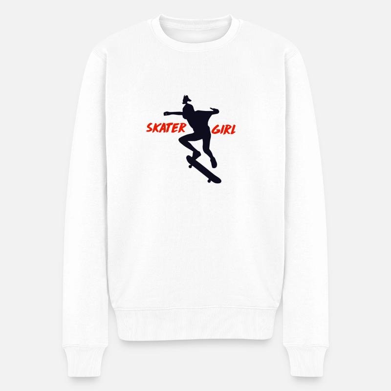 Skatermädchen - Männer Premium Bio Pullover - Weiß