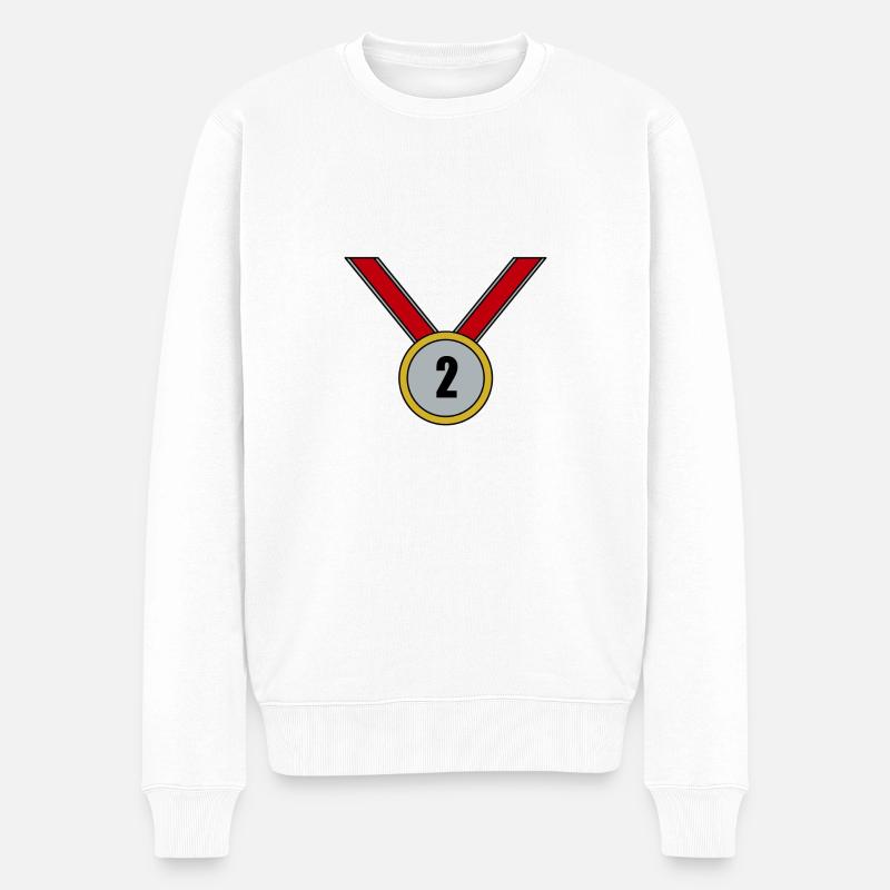 2. Platz Medaille - Männer Premium Bio Pullover - Weiß