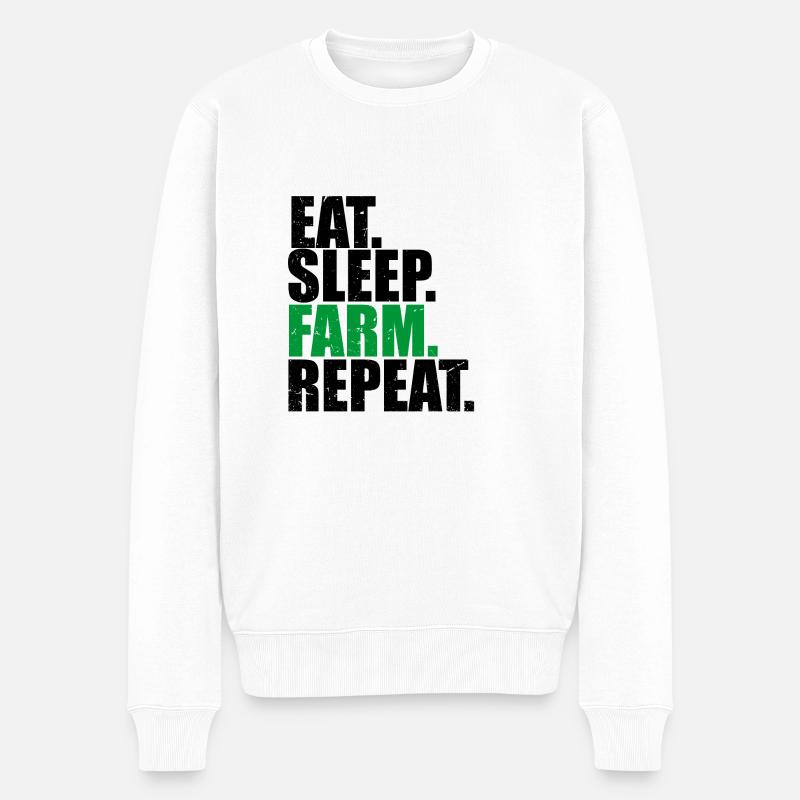 Eat Sleep Farm Repeat - Pull Premium bio Homme - blanc