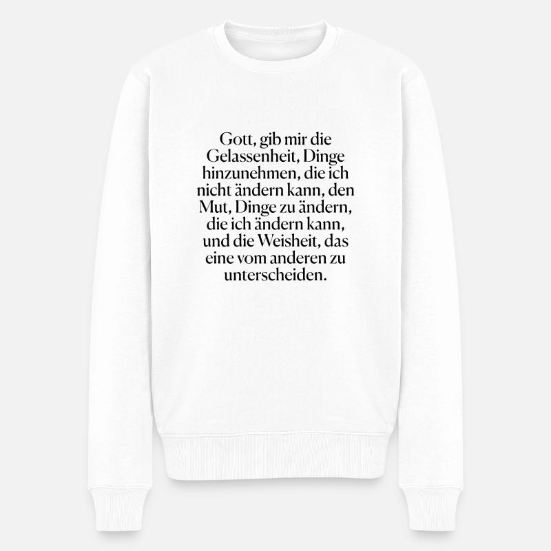 Zitat von Reinhold Niebuhr - Männer Premium Bio Pullover - Weiß