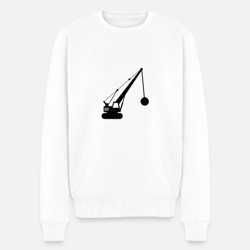 Abrisskran - Männer Premium Bio Pullover - Weiß