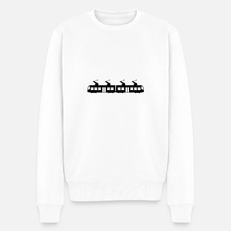 Straßenbahn - Männer Premium Bio Pullover - Weiß
