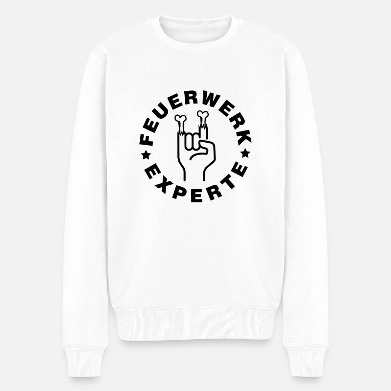 Feuerwerk Experte Finger Explosion - Männer Premium Bio Pullover - Weiß