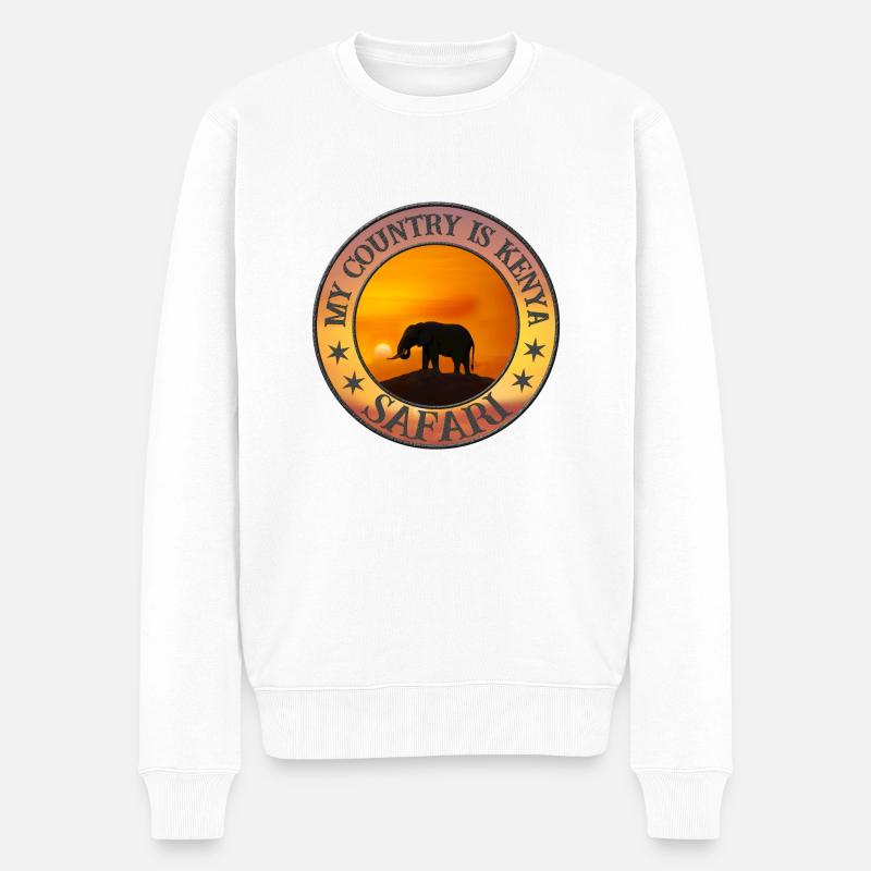 Safari au Kenya - Pull Premium bio Homme - blanc