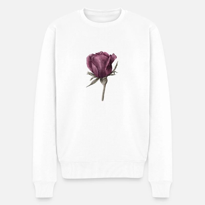 Rose Blume - Männer Premium Bio Pullover - Weiß