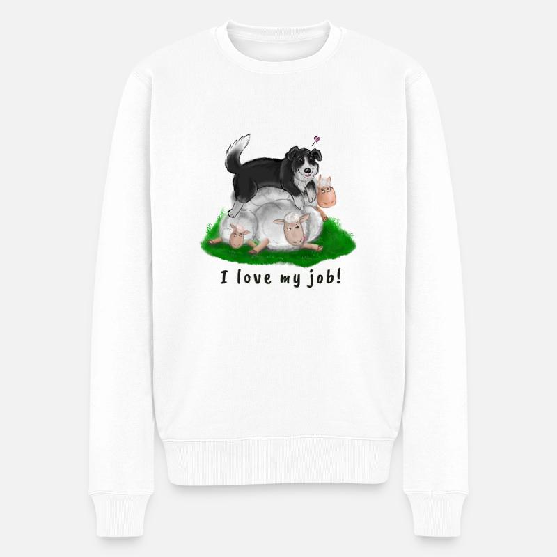 Border Collie - Männer Premium Bio Pullover - Weiß