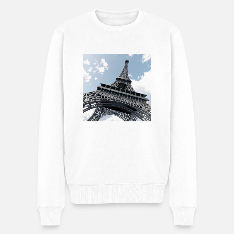 Der Eiffelturm in Paris - Männer Premium Bio Pullover - Weiß