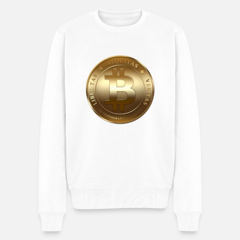 Office Business Bitcoin Element Commercial Shirt - Männer Premium Bio Pullover - Weiß