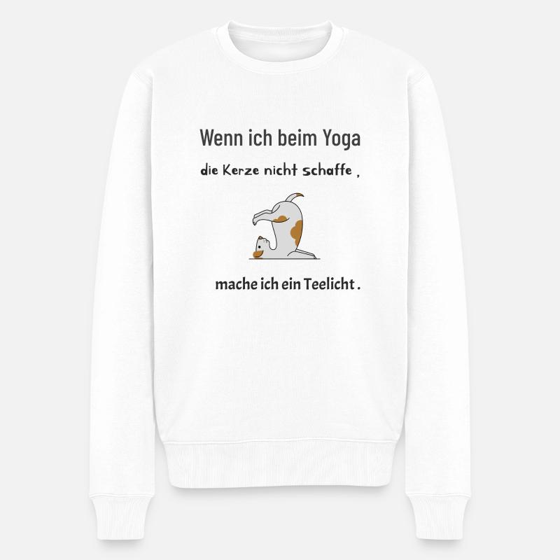 Hund beim Yoga - Männer Premium Bio Pullover - Weiß