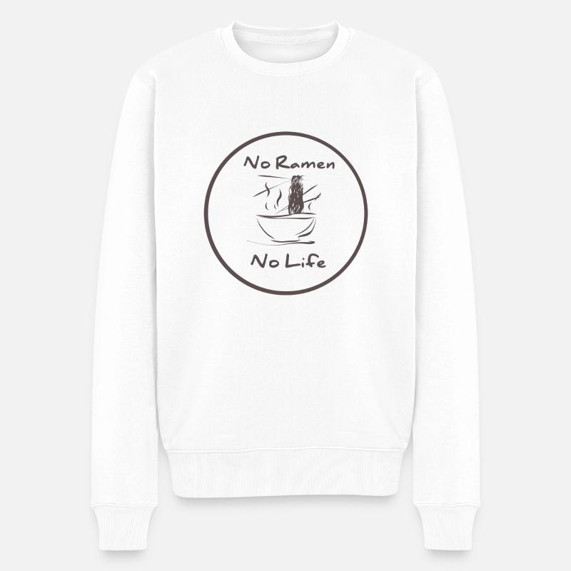 Keine Ramen kein Leben, Ramen bowl mit Essstäbch - Männer Premium Bio Pullover - Weiß