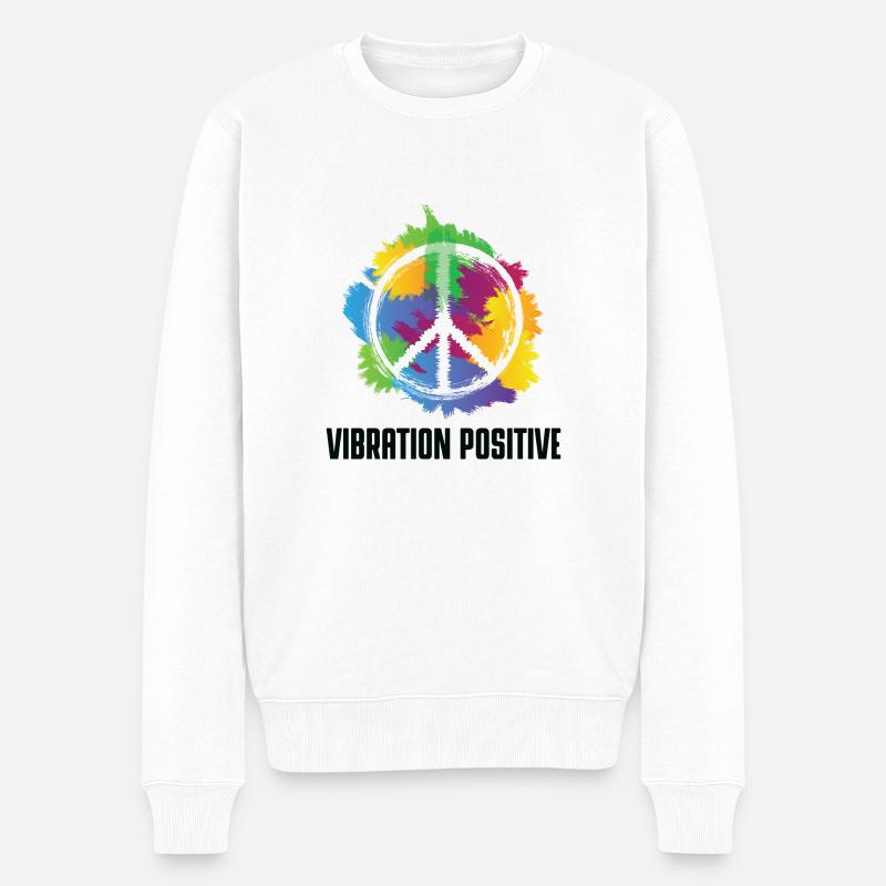 T-Shirt positive Vibration. - Männer Premium Bio Pullover - Weiß