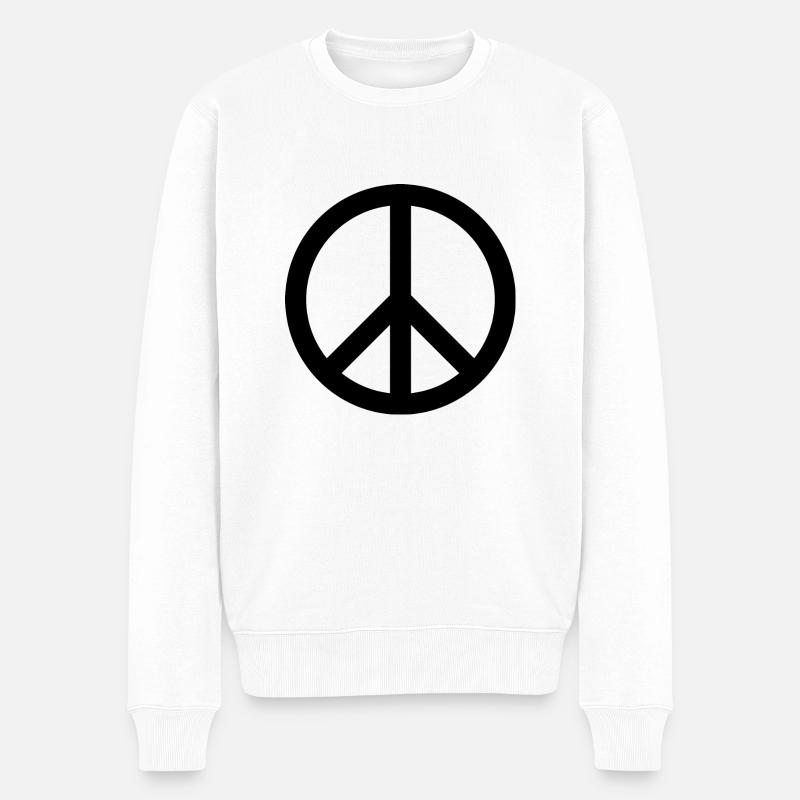 Peace-Zeichen - Männer Premium Bio Pullover - Weiß
