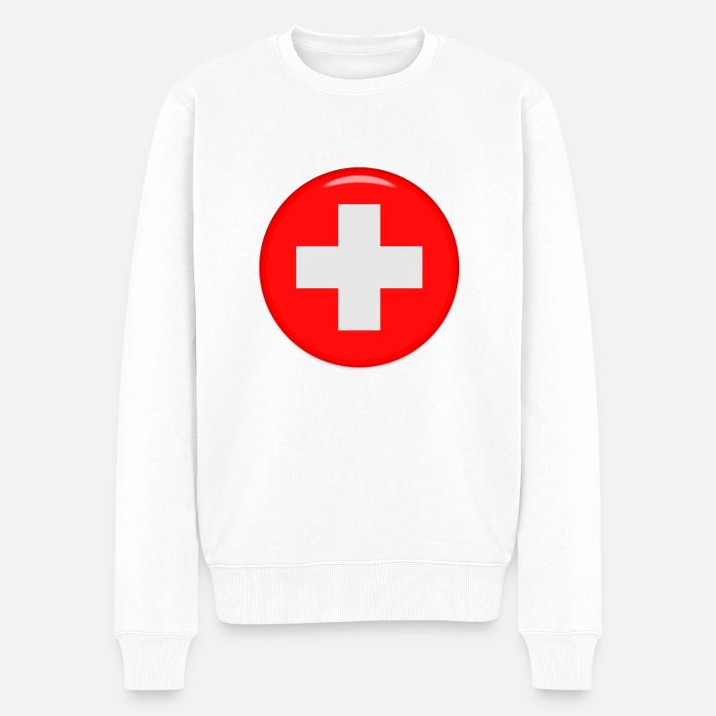 Switzerland - Männer Premium Bio Pullover - Weiß