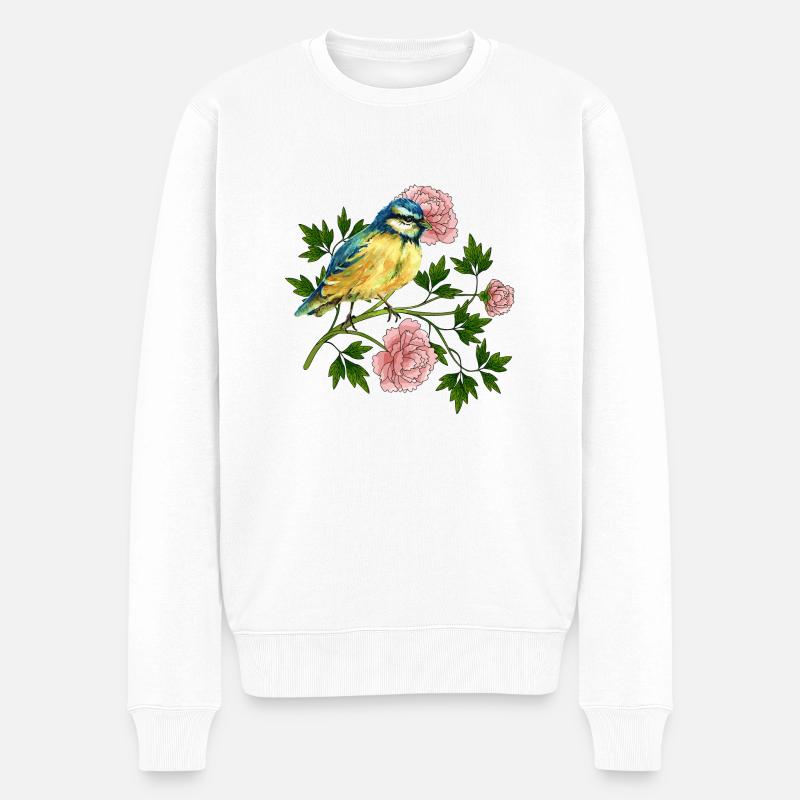 Bunte Vogel - Männer Premium Bio Pullover - Weiß