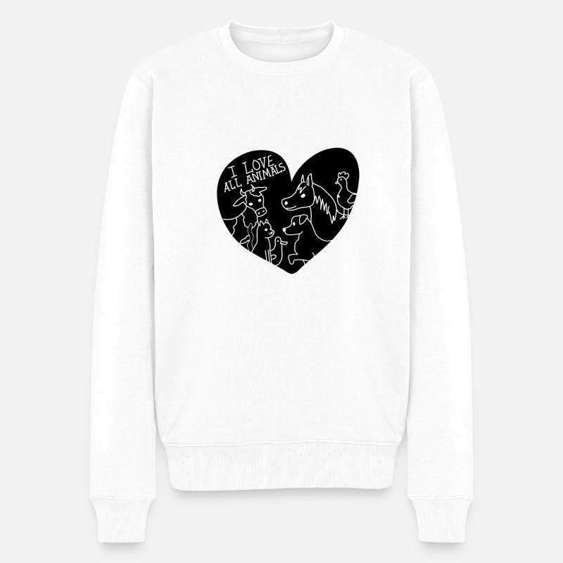 I Love all Animals - Männer Premium Bio Pullover - Weiß