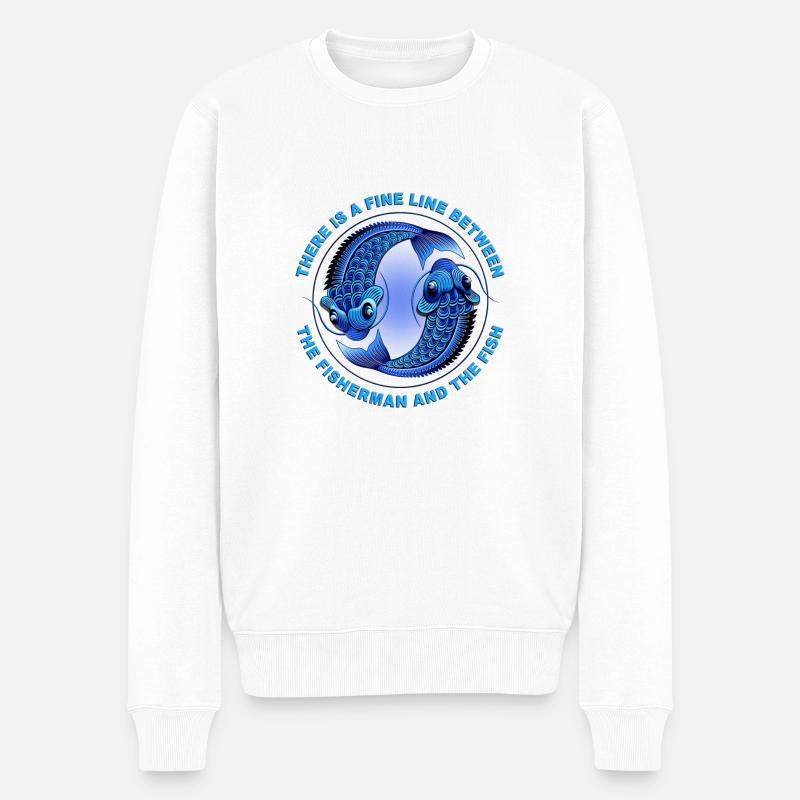 Der Fischer und der Fisch - Männer Premium Bio Pullover - Weiß
