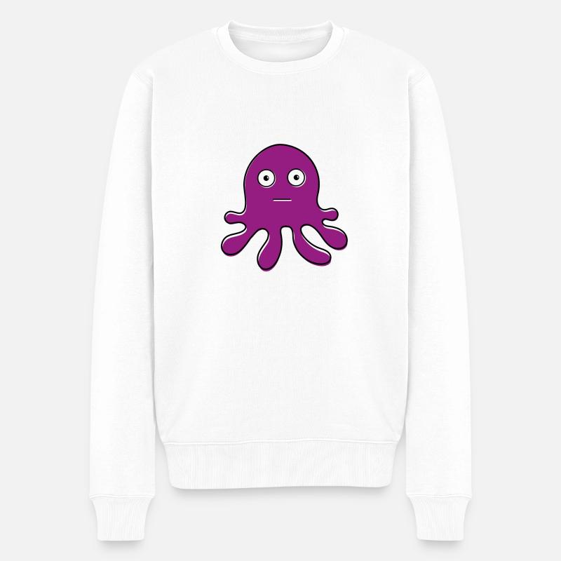 Lila Krake - Männer Premium Bio Pullover - Weiß