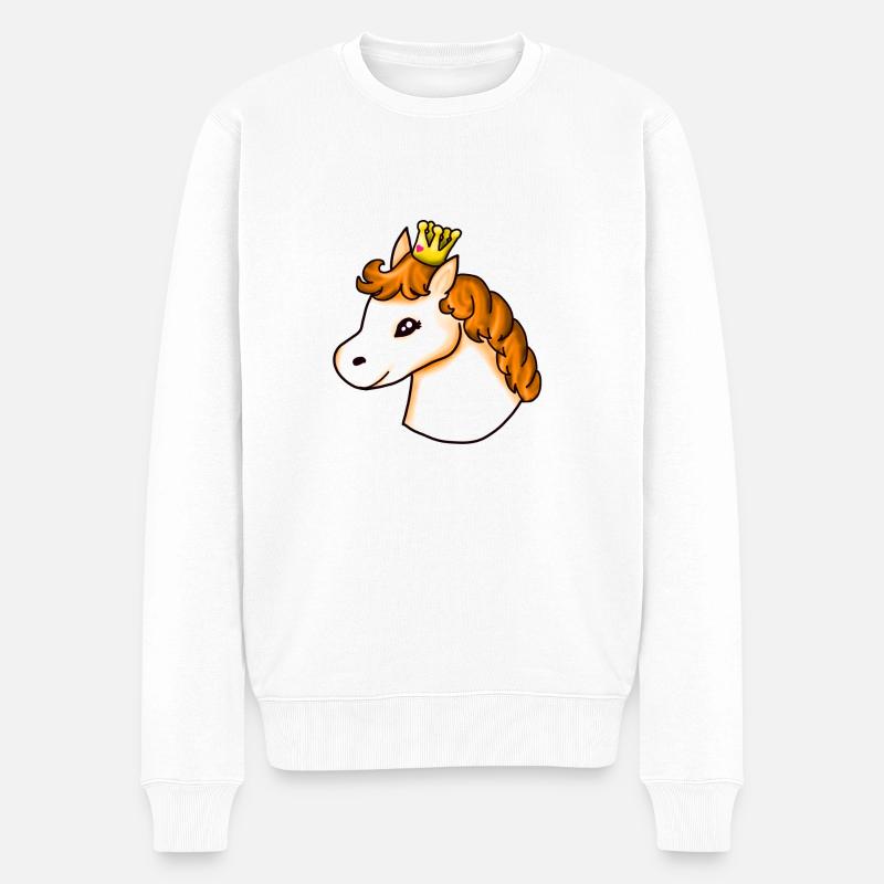 Pony Apricot - Männer Premium Bio Pullover - Weiß