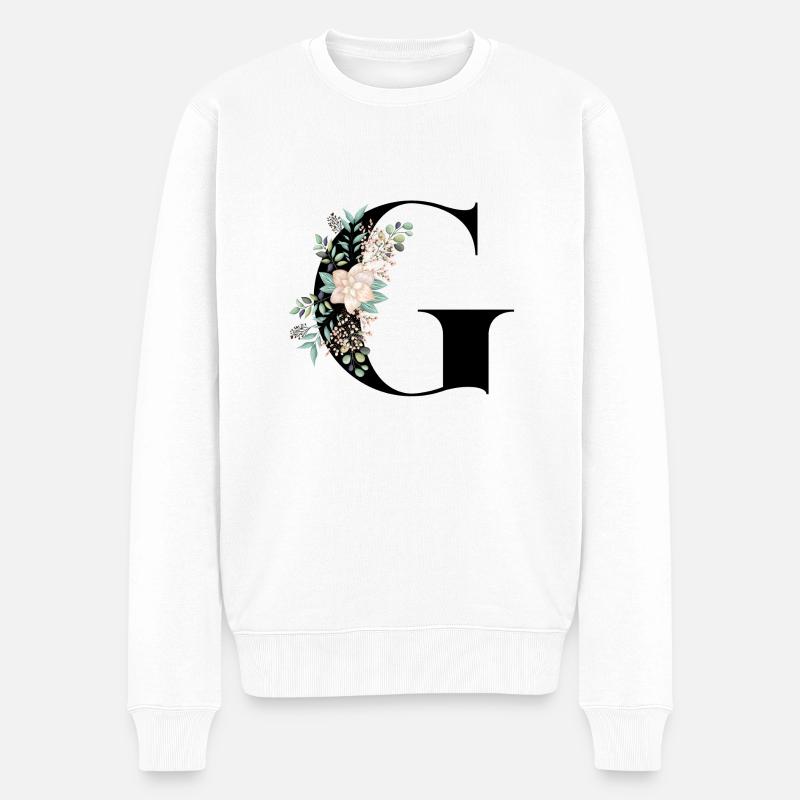 lettre G fleuris - Pull Premium bio Homme - blanc