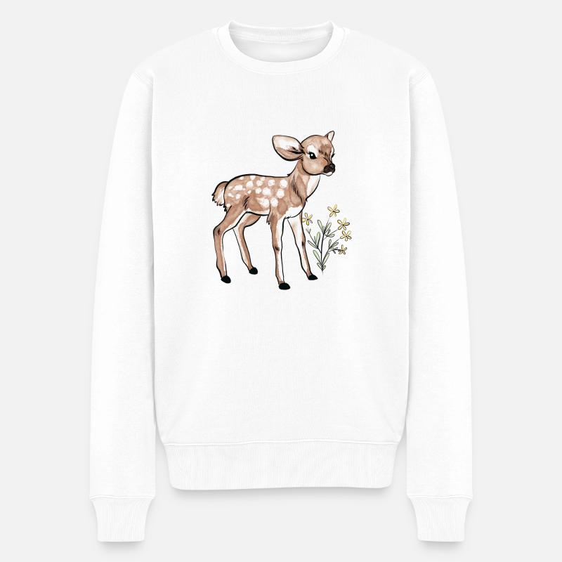 Faon - bébé biche en aquarelle - Pull Premium bio Homme - blanc