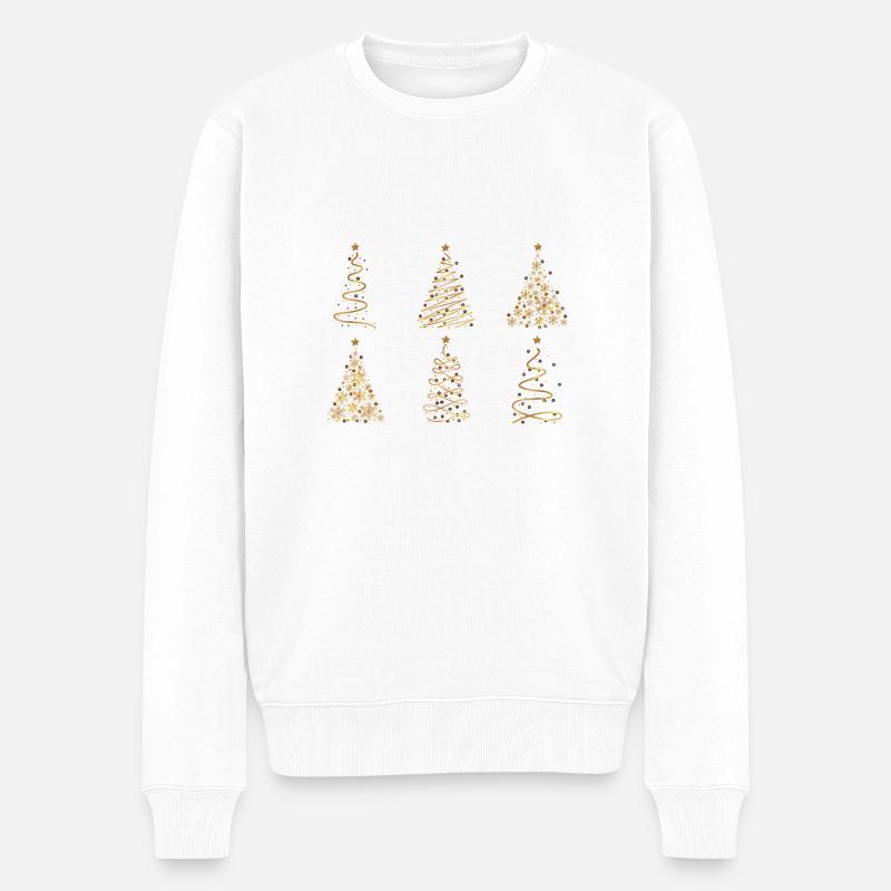Abstrakte goldene Weihnachtsbaum - Männer Premium Bio Pullover - Weiß