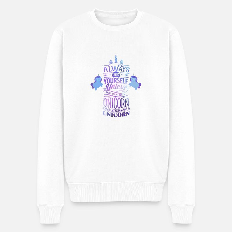 Einhorn - Männer Premium Bio Pullover - Weiß