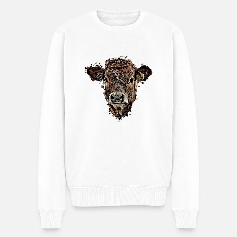 Vache - Pull Premium bio Homme - blanc