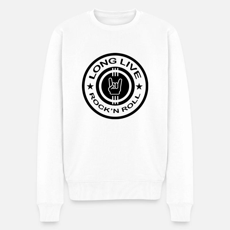 Rock Musik Rock and Roll - Pull Premium bio Homme - blanc