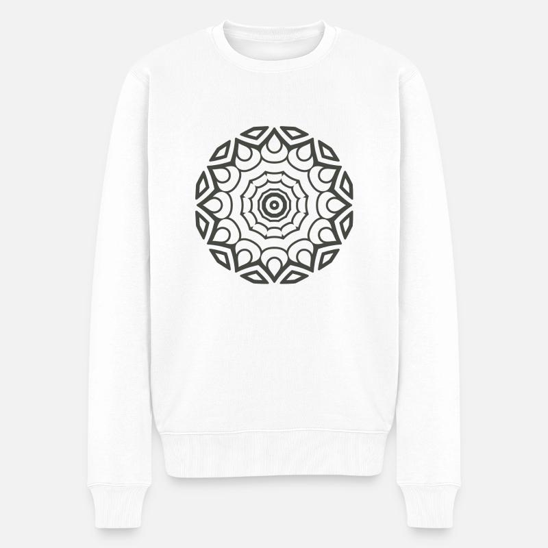 MANDALA - Männer Premium Bio Pullover - Weiß