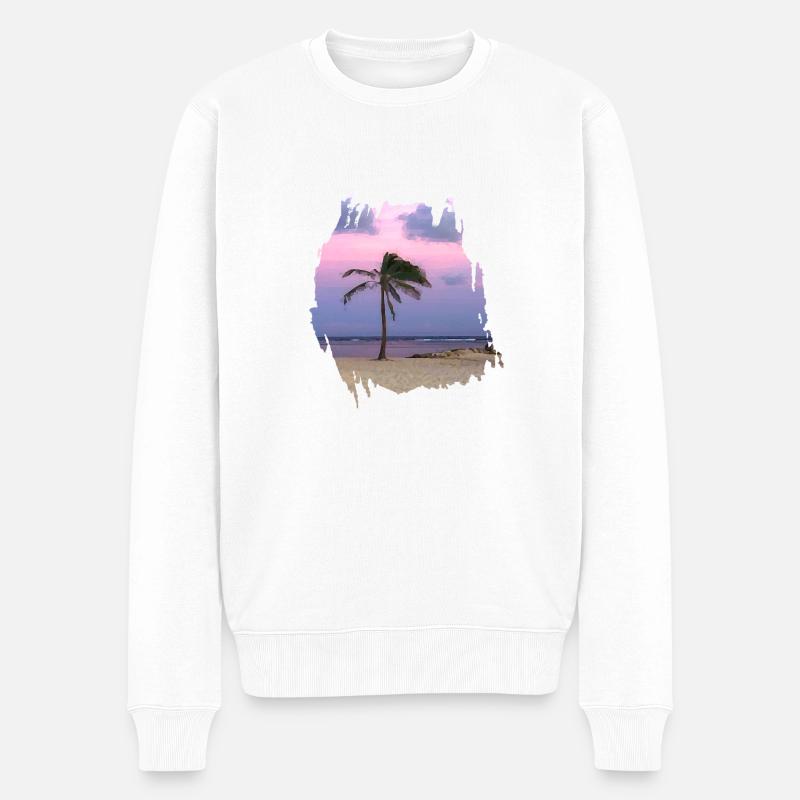 STRAND PARADISIAQUE SAINTE ANNE GUADELOUPE - Männer Premium Bio Pullover - Weiß