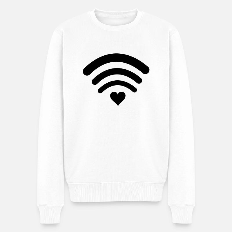 wlan liebe - Männer Premium Bio Pullover - Weiß