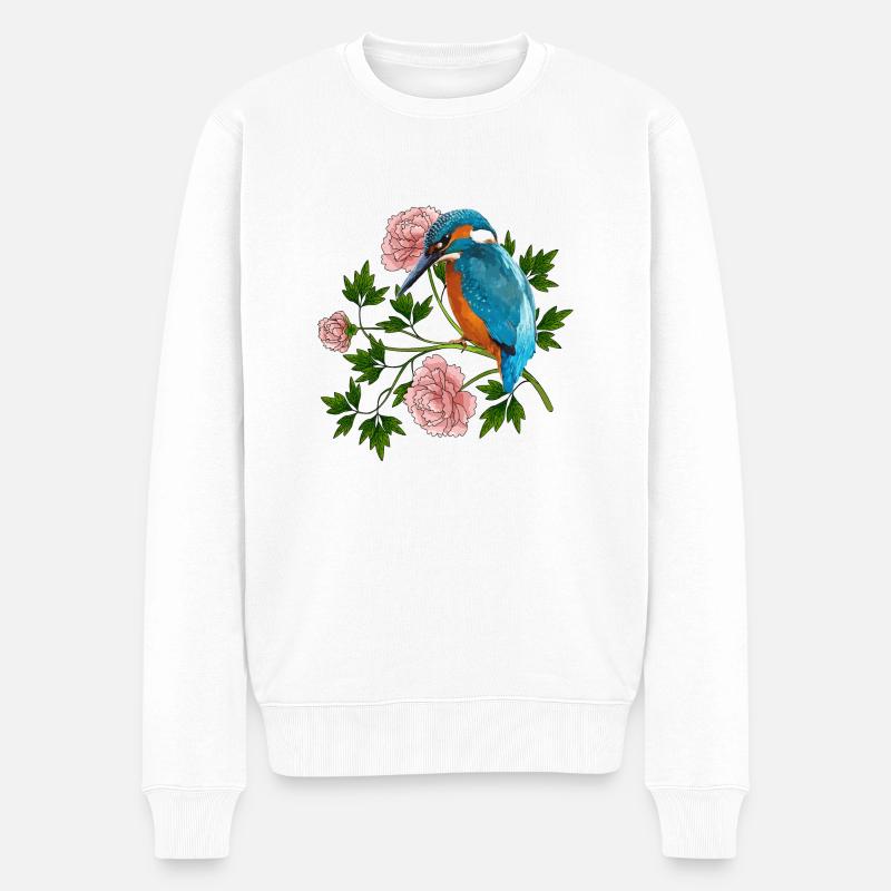 Bunter Vogel - Männer Premium Bio Pullover - Weiß